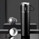 New Stainless Steel Vacuum Insulated Bottle Water Flask Gift Set with three Cups Hot or Cold