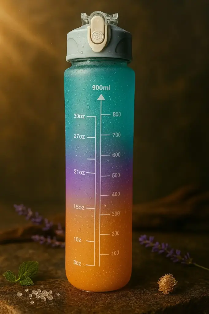 900ml Gradient Motivational Water Bottle with Flip Lock Cap – BPA-Free, Leakproof & Stylish Design
