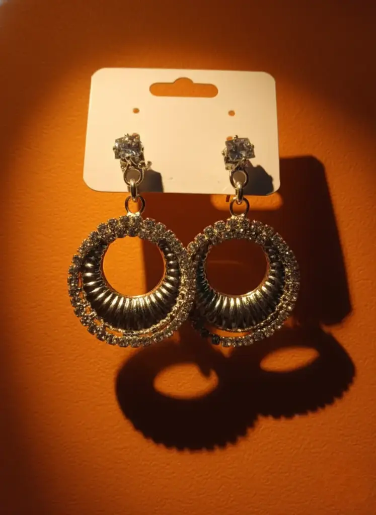 Dazzling Crystal-Paved Ribbed Hoop Drop Earrings