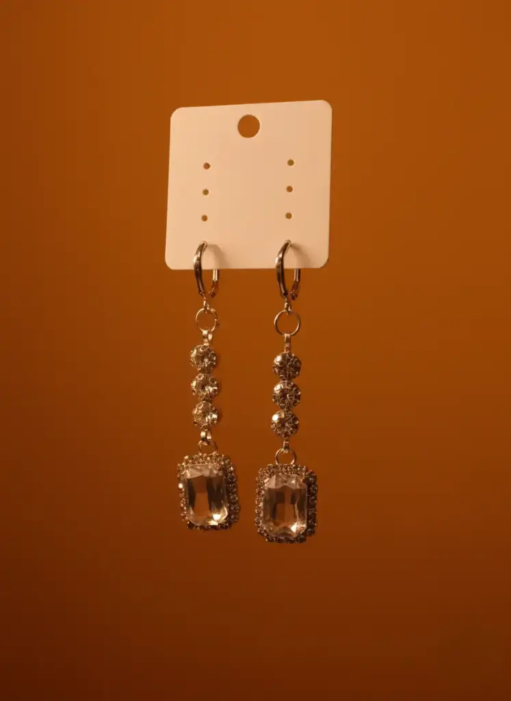 Elegant Extra-Long Rhinestone & Emerald Cut Crystal Dangler Earrings